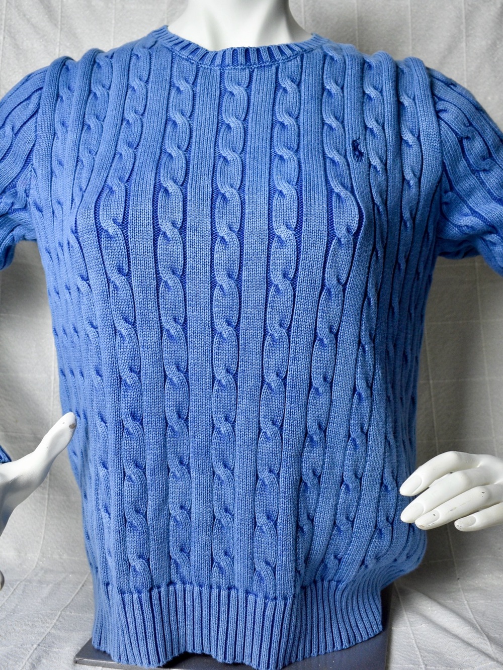 Polo Ralph Lauren Women’s XL 100% Cotton Cable Knit Sweater Cornflower Blue